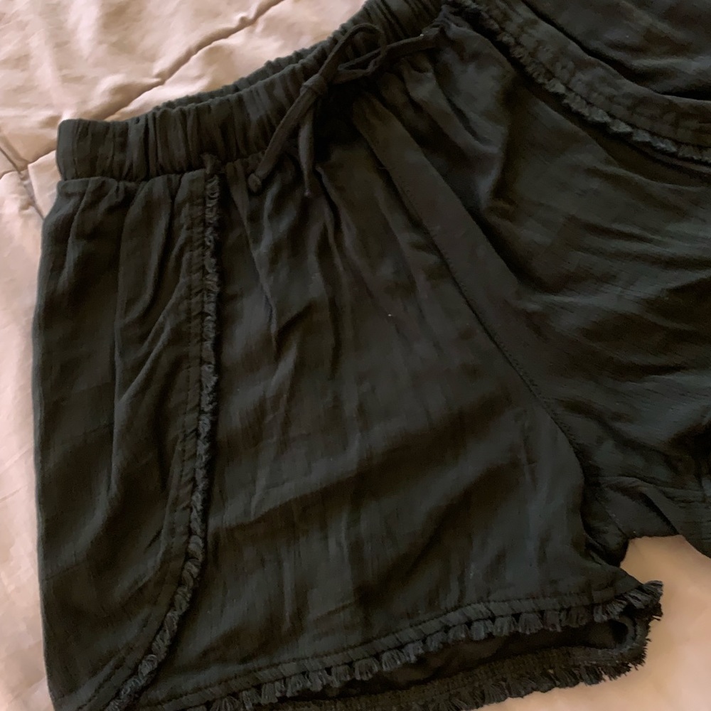 Black Rayon Shorts